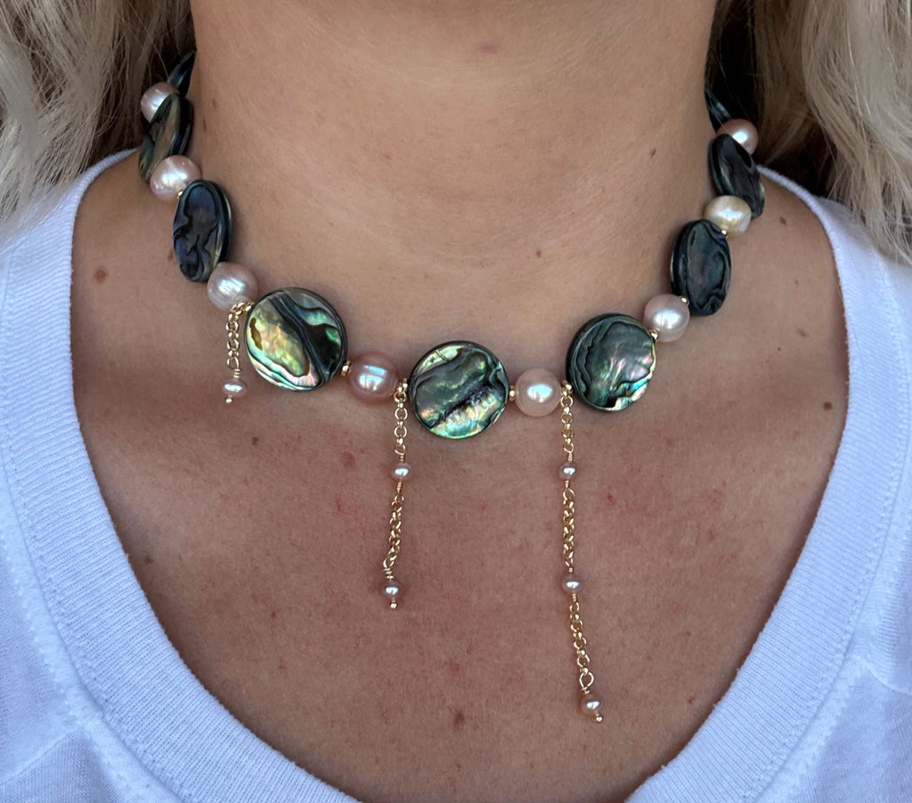 Abalone Pearl Drip Necklace