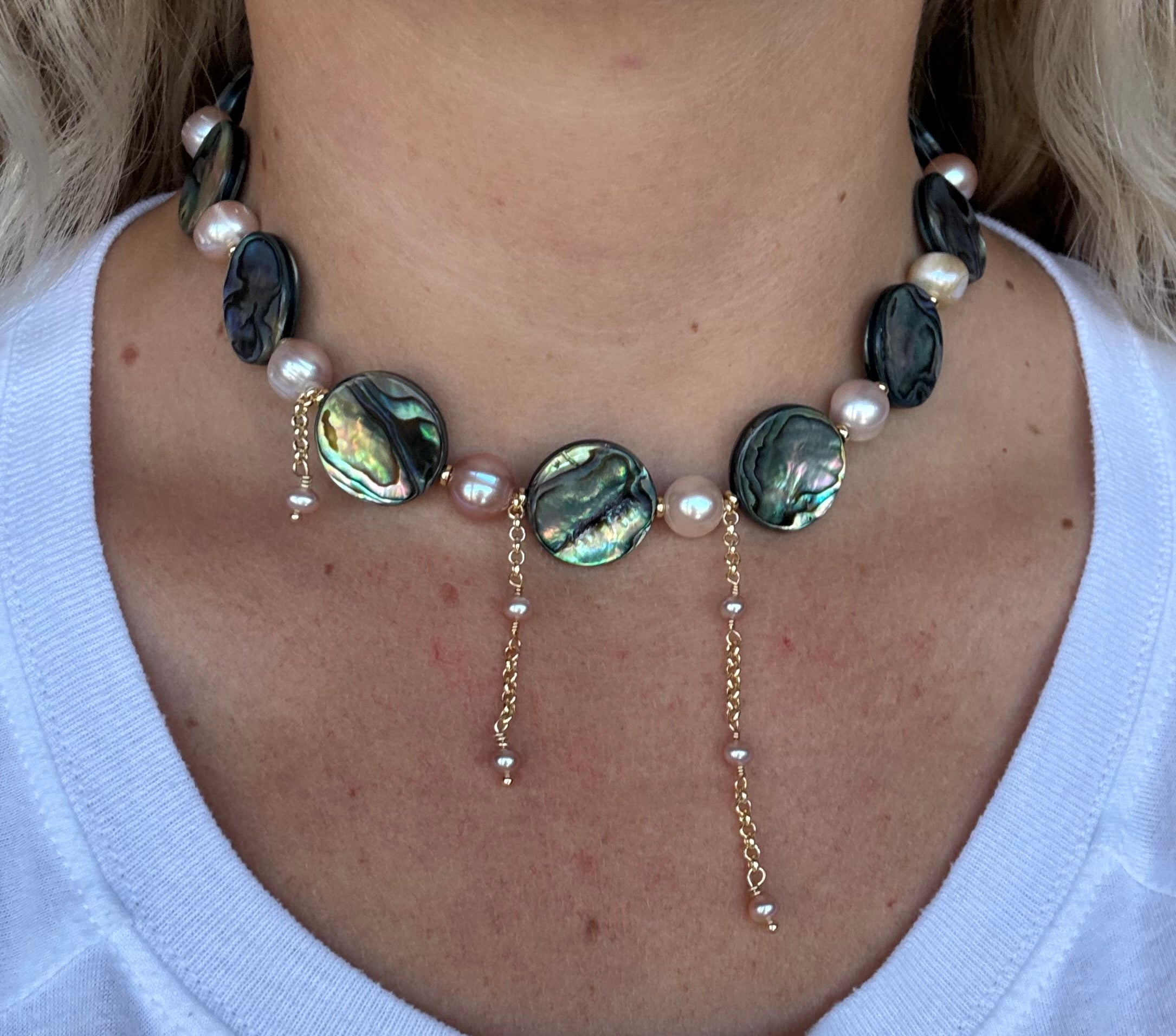 Abalone Pearl Drip Necklace
