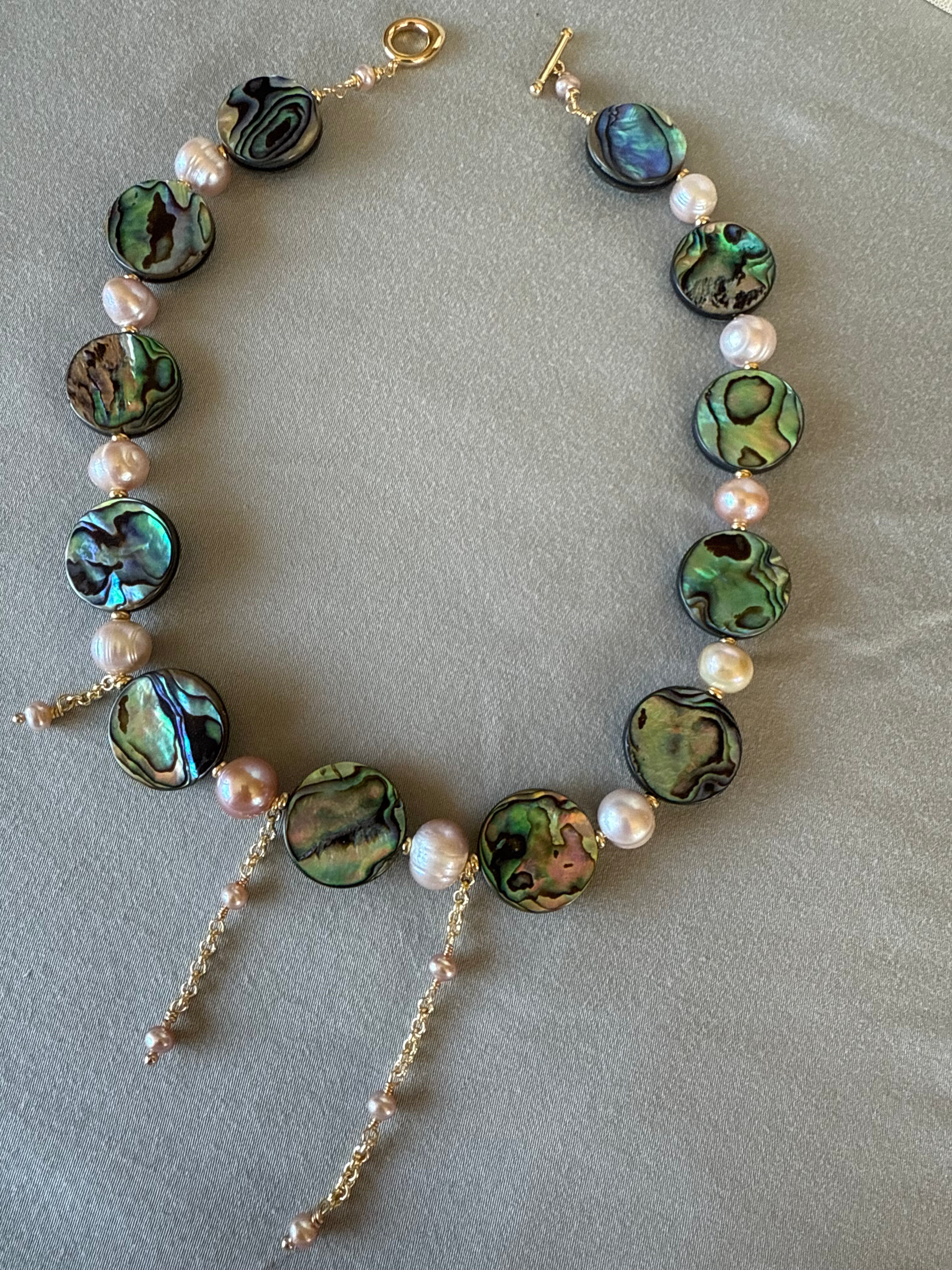 Abalone Pearl Drip Necklace